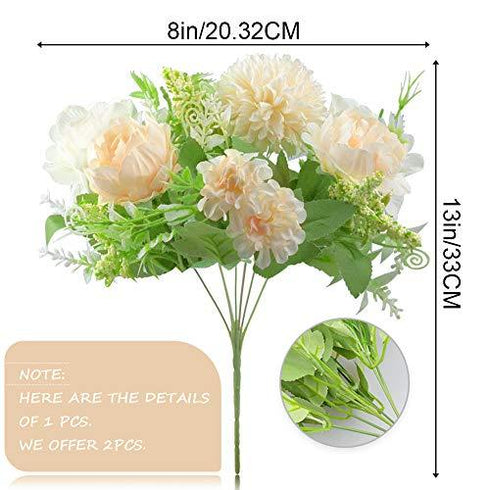2 Pcs Artificial Peony Silk Hydrangea Bouquet
